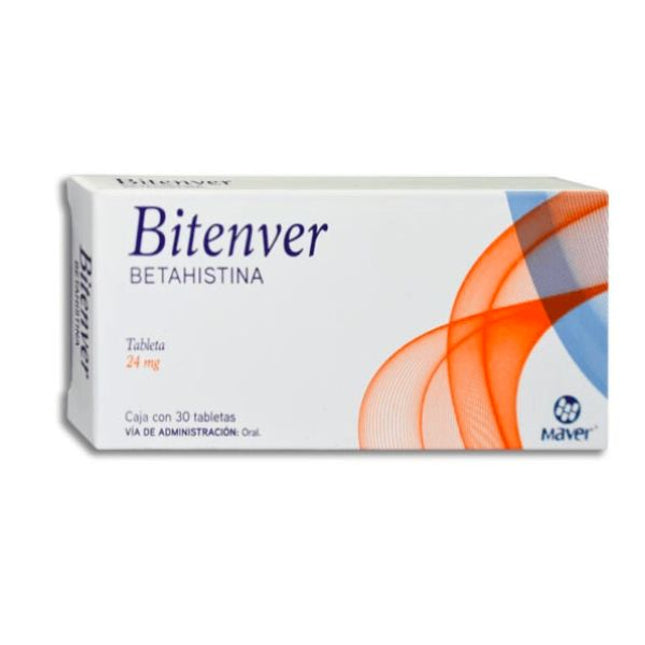 Bitenver (Betahistina) 24 mg Caja con 30 Tabletas