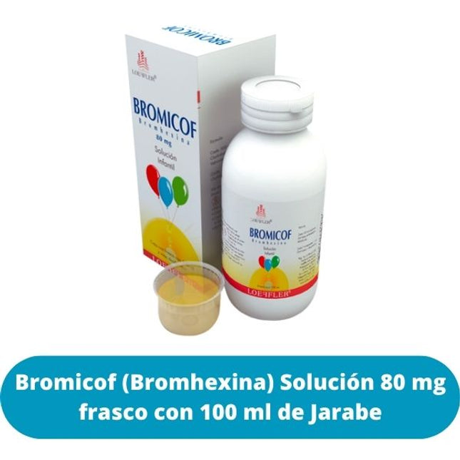 Bromicof (Bromhexina) Solución 80 mg frasco con 100 ml de Jarabe