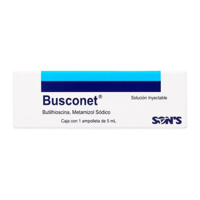 Busconet (Hioscina/Metamizol Sodico) 20 mg/5 ml 1 Ampolleta Inyectable