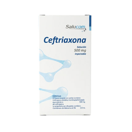 Ceftriaxona 500 mg Caja con 1 Ampolleta con Diluyente 3.5 ml Intramuscular