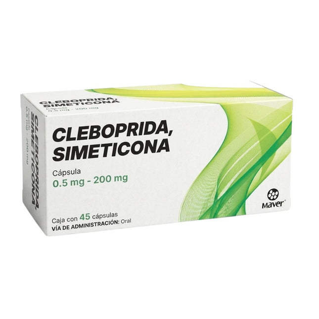 Cleboprida / Simeticona 0.5 mg / 200 mg Caja con 45 cápsulas | Maver Laboratorios