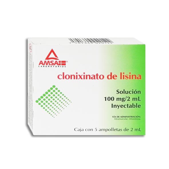 Clonixinato de Lisina 100 mg /2 ml Caja con 5 Ampolletas Amsa Laboratorios