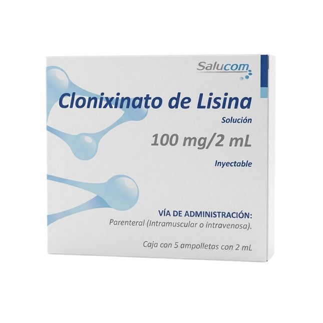 Clonixinato de Lisina 100 mg/ 2 ml Caja con 5 Ampolletas Inyectables