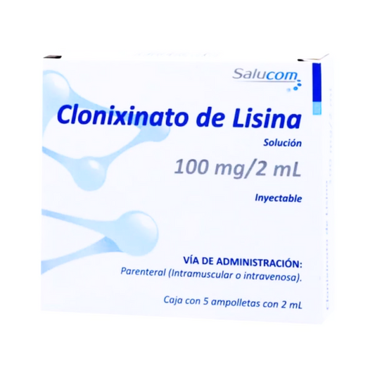 Clonixinato de Lisina 100 mg/ 2 ml Caja con 5 Ampolletas Inyectables