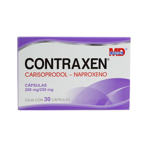 Contraxen (Carisoprodol/Naproxeno) 200 mg/250 mg Caja con 30 Cápsulas