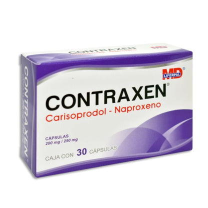 Contraxen (Carisoprodol/Naproxeno) 200 mg/250 mg Caja con 30 Cápsulas