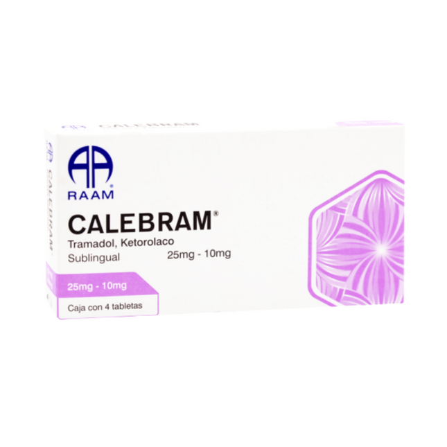 Calebram Ketorolaco Tramadol 10 mg/ 25 mg 4 Tabletas RAAM