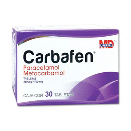 Carbafen (Metocarbomol/Paracetamol) 400 mg/350 mg Caja con 30 Tabletas