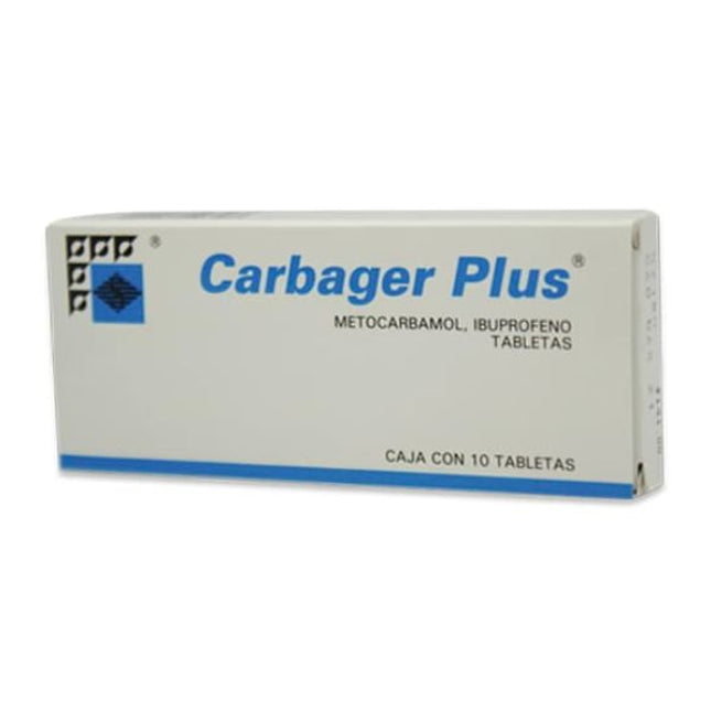 Carbager Plus (Metocarbamol/Ibuprofeno) Caja con 10 Tabletas
