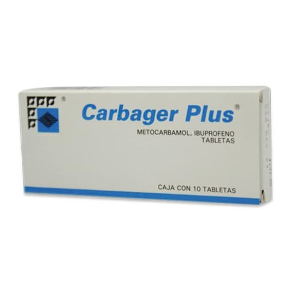 Carbager Plus (Metocarbamol/Ibuprofeno) Caja con 10 Tabletas