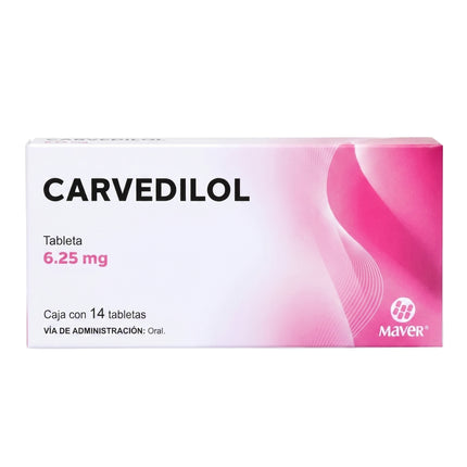 Carvedilol 6.25 mg Caja con 14 Tabletas