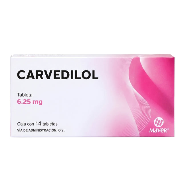 Carvedilol 6.25 mg Caja con 14 Tabletas