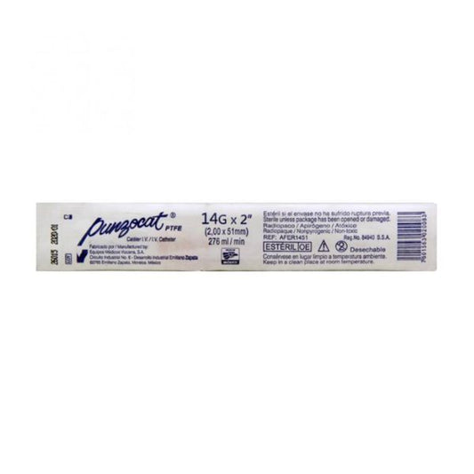 Catéter Intravenoso Punzocat 14 g Naranja