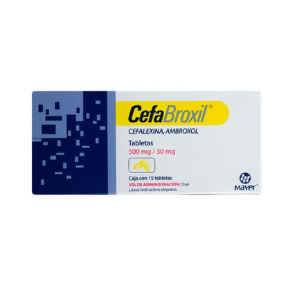 Cefabroxil (Cefalexina/Ambroxol) 500 mg/30 mg Caja con 15 Tabletas