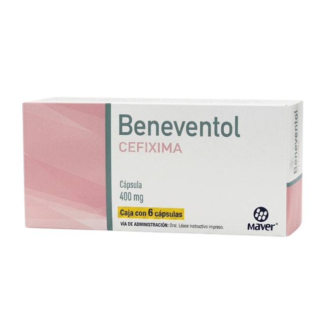 Beneventol (Cefixima) 400 mg Caja con 6 Cápsulas