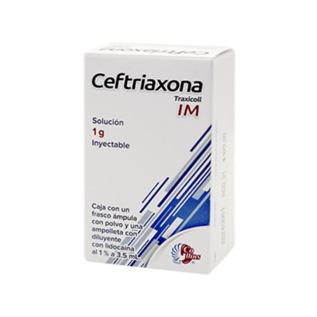Traxicoll (Ceftriaxona) IM 1 g Inyectable con Diluyente de 3.5 ml