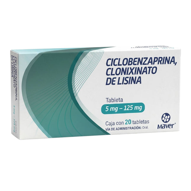Ciclobenzaprina / Clonixinato de Lisina 5 mg / 125 mg Caja con 20 Tabletas