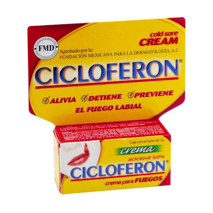 Cicloferon (Aciclovir) Crema 5.0% Caja con Tubo De 2 g