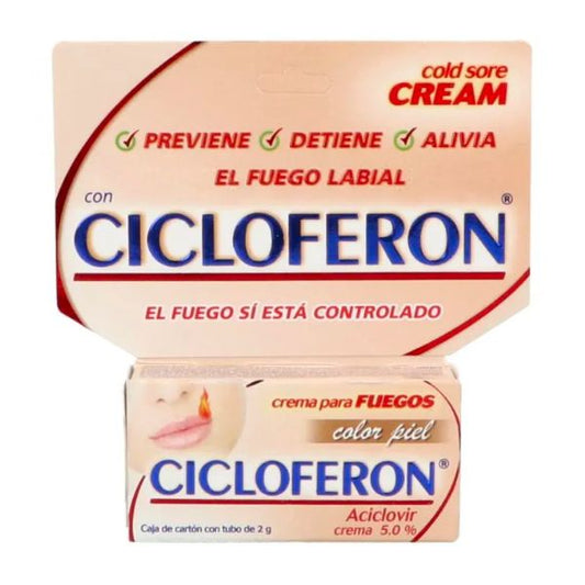 Cicloferon Color Piel (Aciclovir) Crema 5.0% Caja con Tubo de 2 g