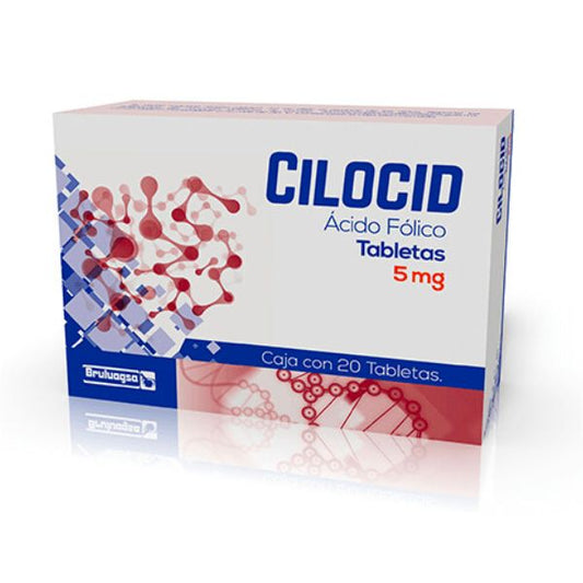 Cilocid (Ácido Fólico) 5 mg Caja con 20 Tabletas