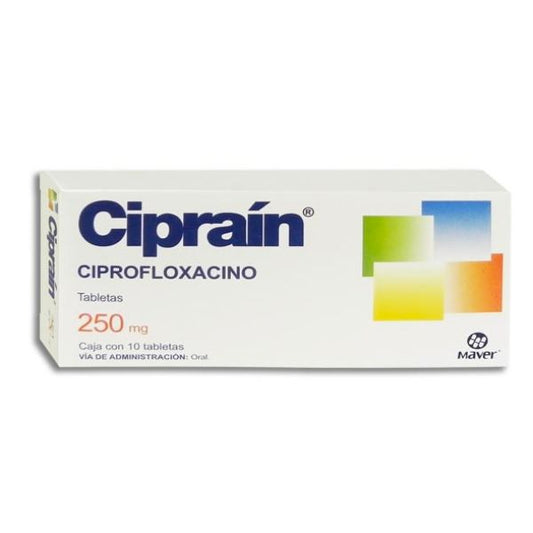 Ciprain (Ciprofloxacino) 250 mg Caja con 10 Tabletas