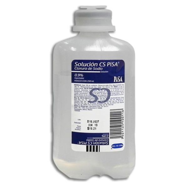 Solucion Cloururo de Sodio 0.9% Pisa 250 ml