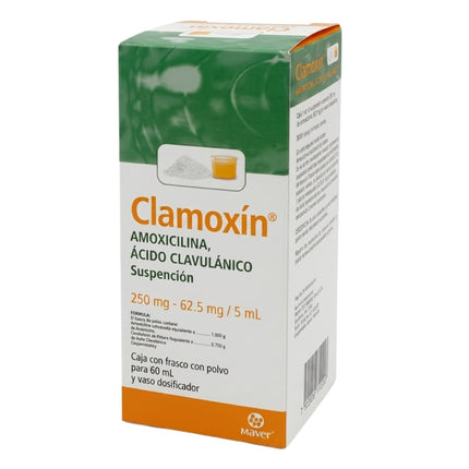 Clamoxin (Amoxicilina / Ácido Clavulánico) 250 mg / 62.5 mg / 5 ml Suspensión