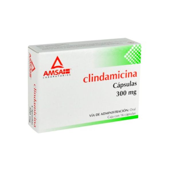 Clindamicina 300 mg Caja con 16 Cápsulas