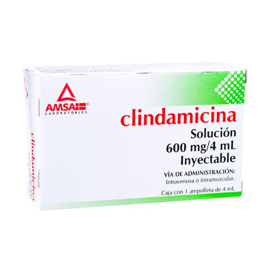 Clindamicina 600 mg/4 ml Caja con 1 Ampolleta Inyectable