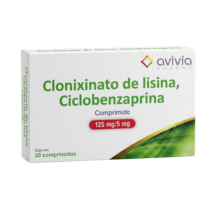 Clonixinato De Lisina, Ciclobenzaprina 125 Mg / 5 Mg Caja con 20 Comprimidos