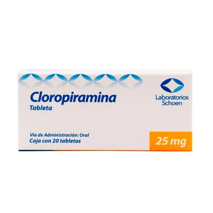 Cloropiramina 25 mg Caja con 20 Tabletas