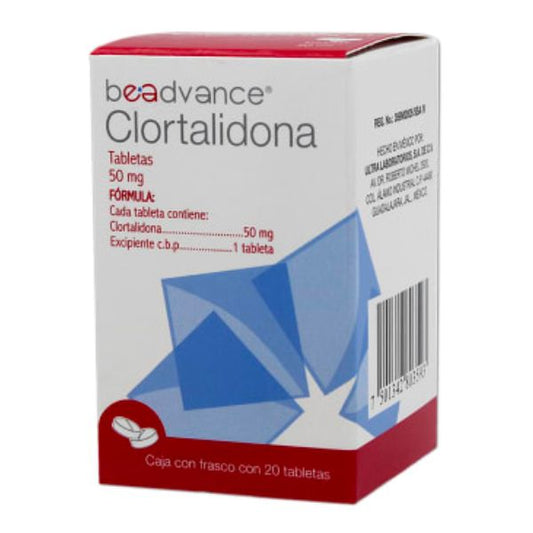 Clortalidona 50 mg Caja con 20 Tabletas