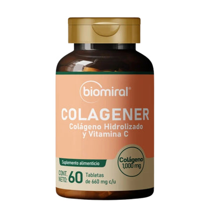 Biomiral (Colageno Hidrolizado 1 g, Vitamina C 20 mg) Frasco 60 Cápsulas