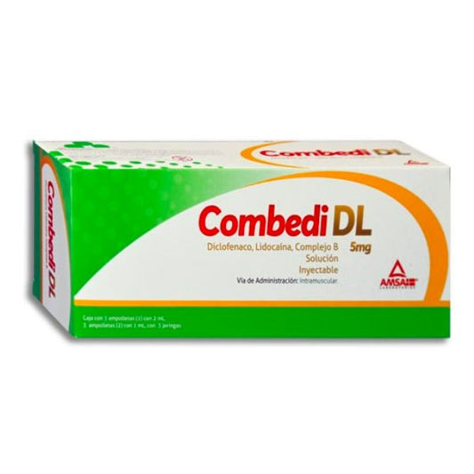 Combedi Dl (Diclofenaco, Lidocaina, Complejo B) 5 mg Solución Inyectable Caja con 3 Ampolletas