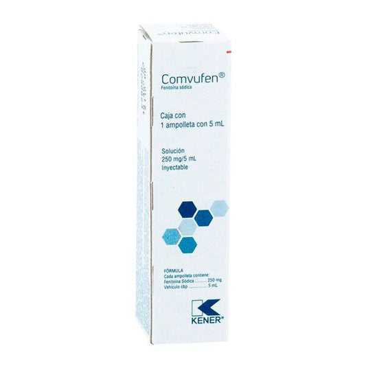 Comvufen (Fenitoina Sodica) 250 mg/5 ml 1 Ampolleta Inyectable