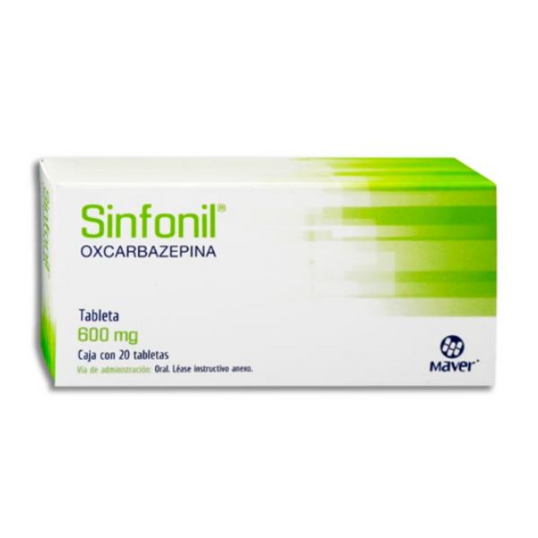 Sinfonil (Oxcarbazepina) 600 mg Caja con 20 Tabletas