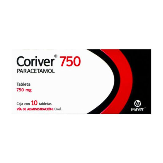 Coriver (Paracetamol) 750 mg Caja con 10Tabletas – Farmacia Sanorim