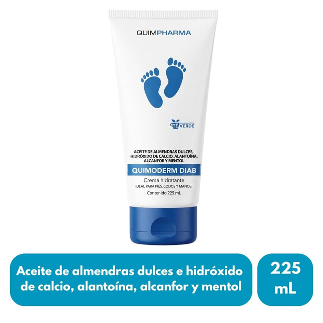 Quimoderm Diab Crema con Mentol y Té Verde 225 ml | Hidratante y Refrescante para Pies, Manos y Codos | Laboratorios Quimpharma