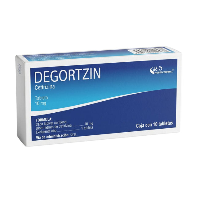 Degortzin (Cetirizina) 10 mg Caja con 10 Tabletas