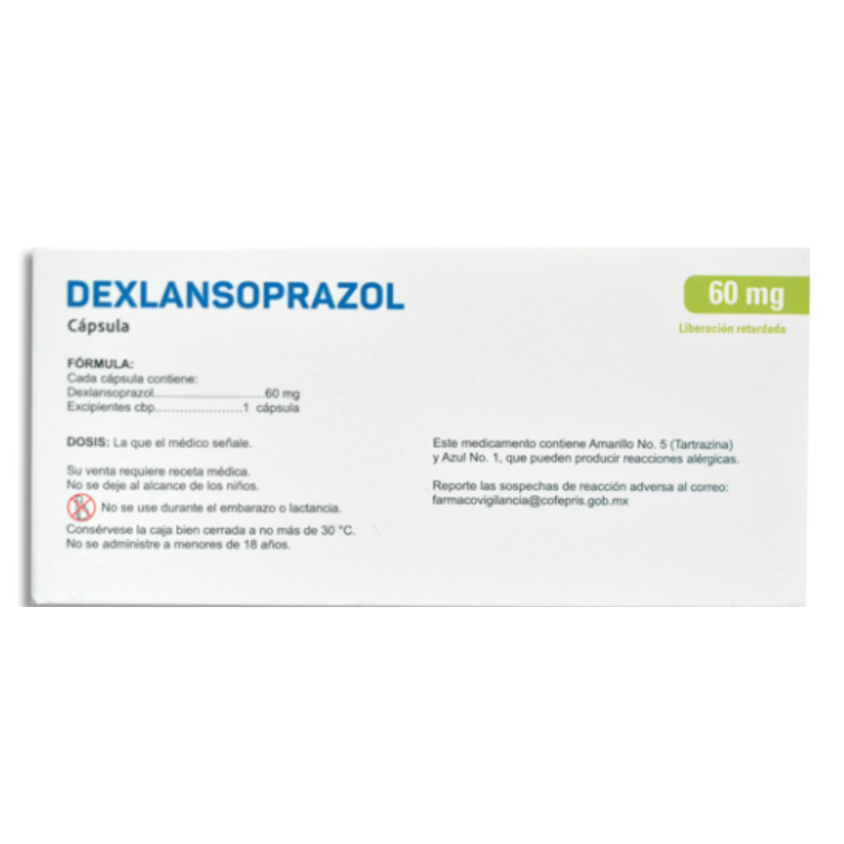 Dexlansoprazol 60 mg Liberación Retardada Caja con 14 Cápsulas