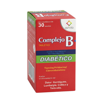 Complejo B Diabético Caja con Frasco con 30 Tabletas