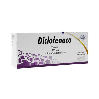 Diclofenaco 100 mg Caja con 20 Tabletas Ultra Laboratorios