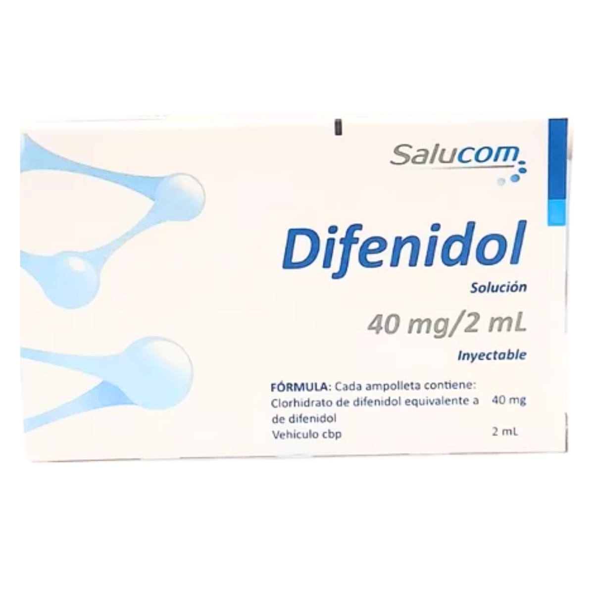 Difenidol 40 mg/ 2 ml Caja con 2 Ampolletas  Inyectables