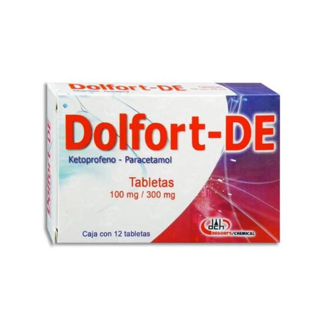 Dolfort-DE (Ketoprofeno/Paracetamol) 100mg/300 mg Caja con 12 Tabletas