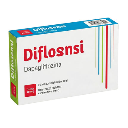 Diflosensi (Dapagliflozina) 10 mg Caja con 28 Tabletas