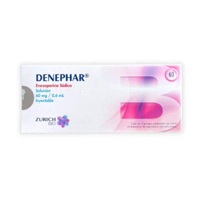 Denephar (Enoxaparina Sodica) Solucion 60 mg / 0.6 mL Inyectable 2 jeringas prellenadas | Zurich Pharma
