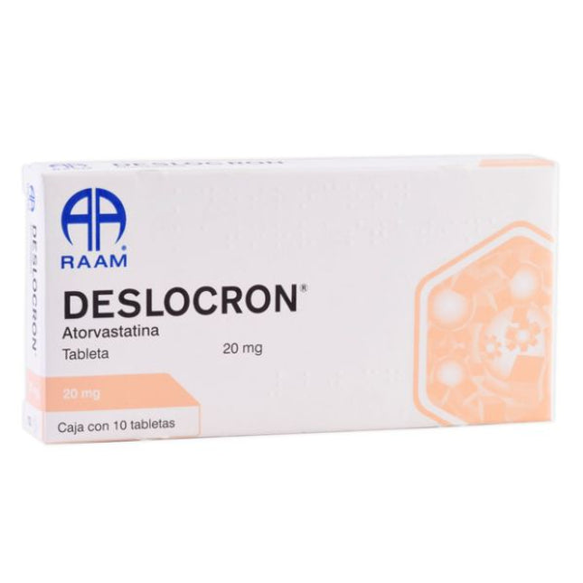 Deslocron (Atorvastatina) 20 mg Caja con 10 Tabletas