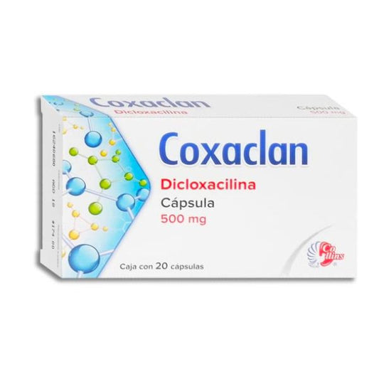 Coxaclan (Dicloxacilina) 500 mg Caja con 20 Cápsulas