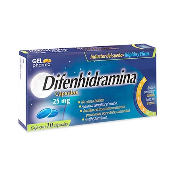 Difenhidramina 25 Mg Caja Con 10 Cápsulas