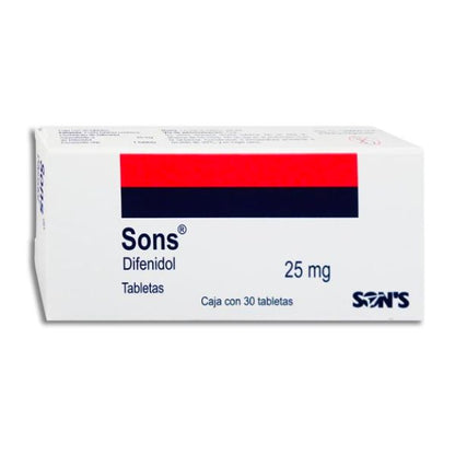 Sons (Difenidol) 25 mg Caja con 30 Tabletas